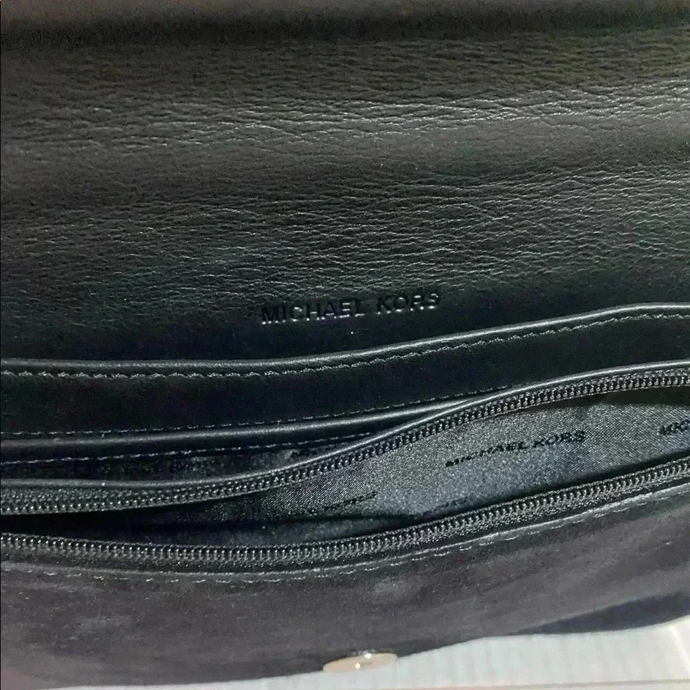 Michael kors Black leather suede crossbody handbag